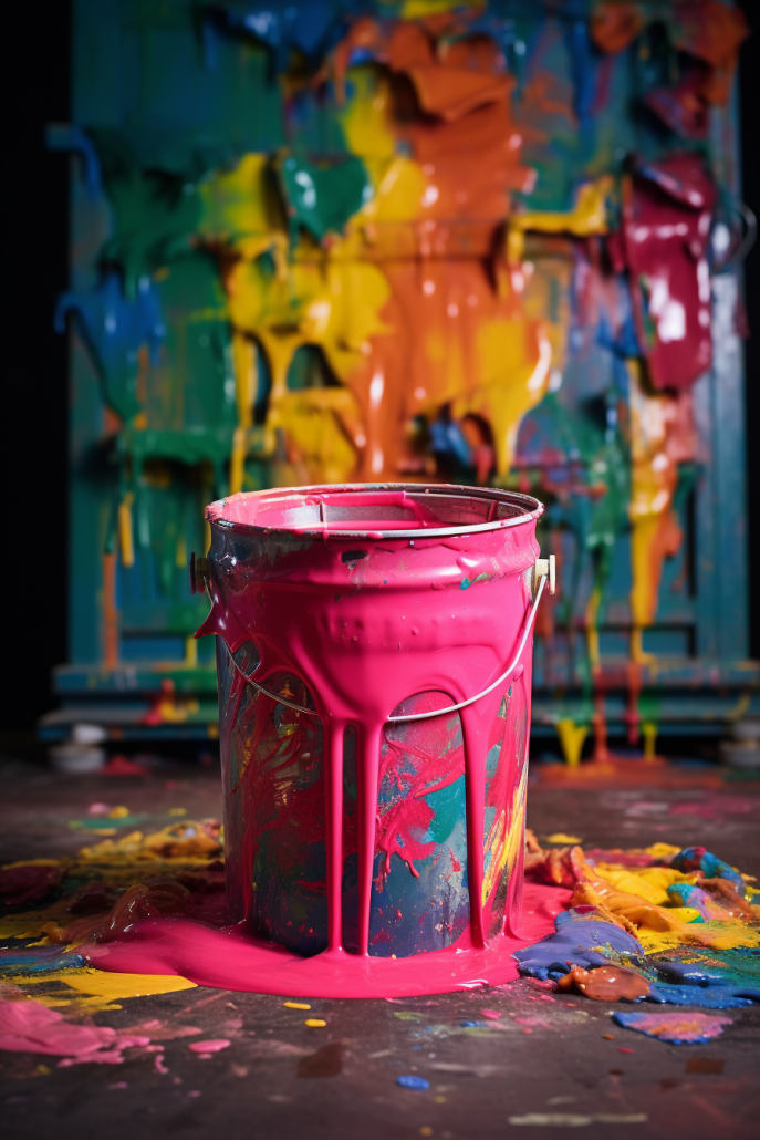 un pot de peinture qui coule