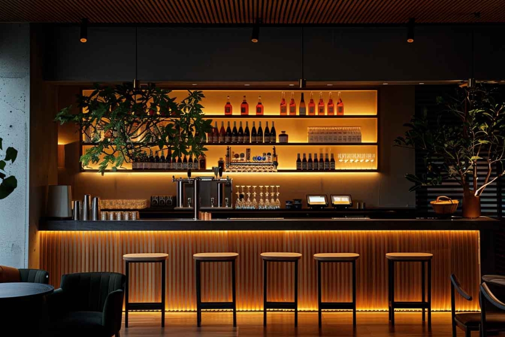 Un bar dans le style Japandi pres de Bordeaux