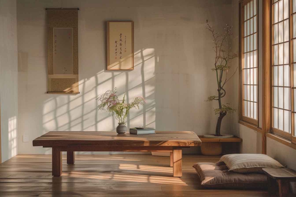 Un salon de style Japandi a Perigueux