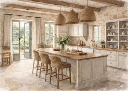 cuisine maison ancienne Dordogne bois et pierre