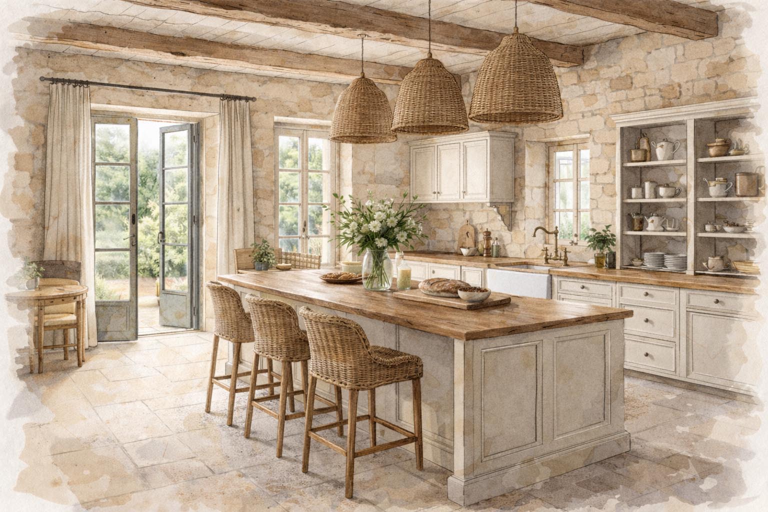 cuisine maison ancienne Dordogne bois et pierre